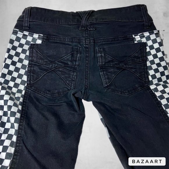 🧨  HOT TOPIC Royal Bones Checkerboard White Black Wednesday Addams Skinny Jeans - Picture 5 of 10